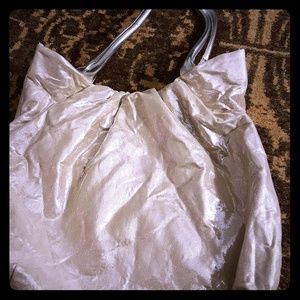 Large iridescent silver hobo bag, silver handles